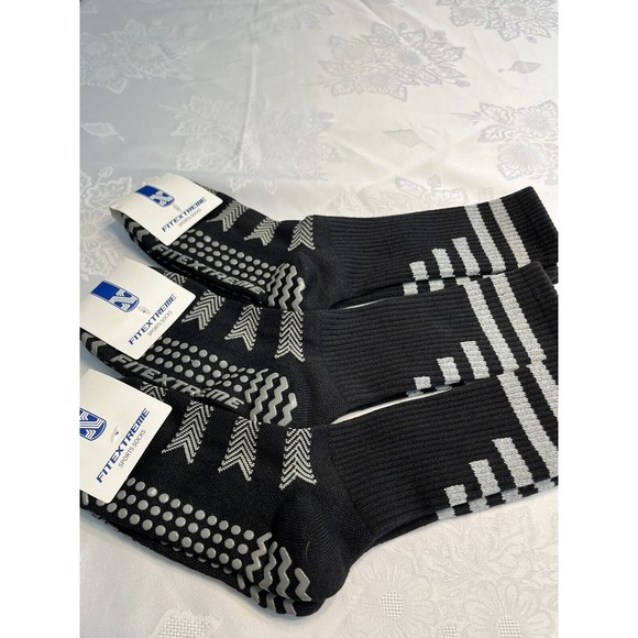 NWT ~ 3 Pairs of Women’s FitExtreme Black Gray Crew Socks Athletic - Picture 1 of 9